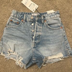 light blue , high rise Zara shorts